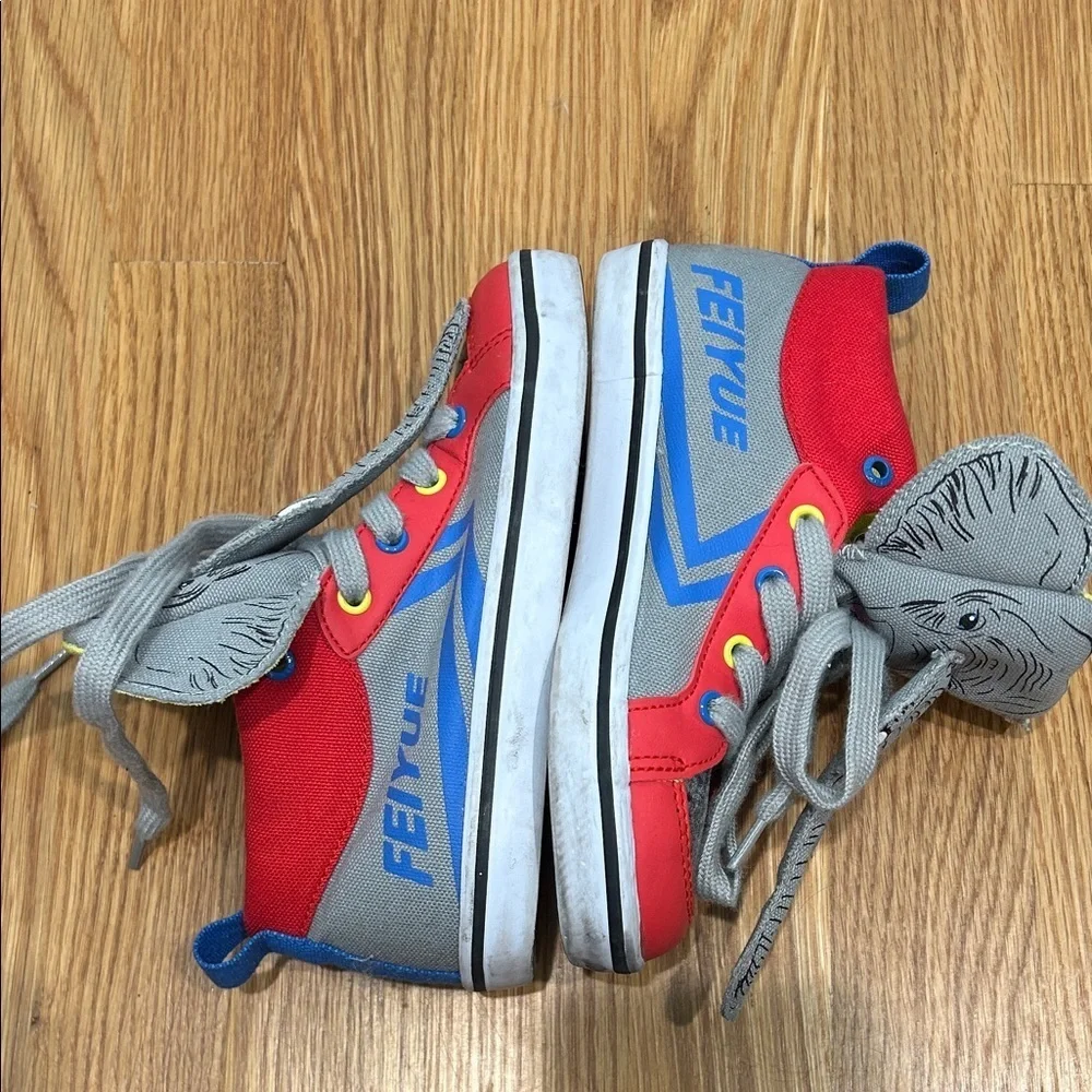 Feiyue Kids Sneakers - Red and Gray Elephant Design